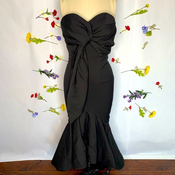 Jarlo Dresses & Skirts - Jarlo Wrap Front Bardot Fluted High Low Hem Dress